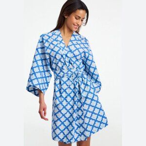 Roller Rabbit Jemimah Blue and White Kimono Robe